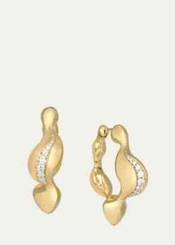 Vram18K Yellow Gold Cayrn Diamond Hoop Earrings