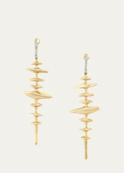Vram18K Yellow Gold Chrona Totem Earrings with Diamonds