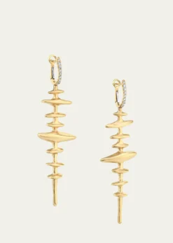 Vram18K Yellow Gold Chrona Totem Earrings with Diamonds