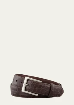 W. KleinbergMatte Alligator Belt with Interchangeable Buckles