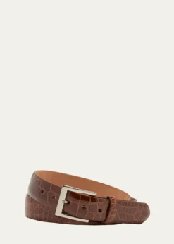 W. KleinbergMen's Glazed Alligator Belt