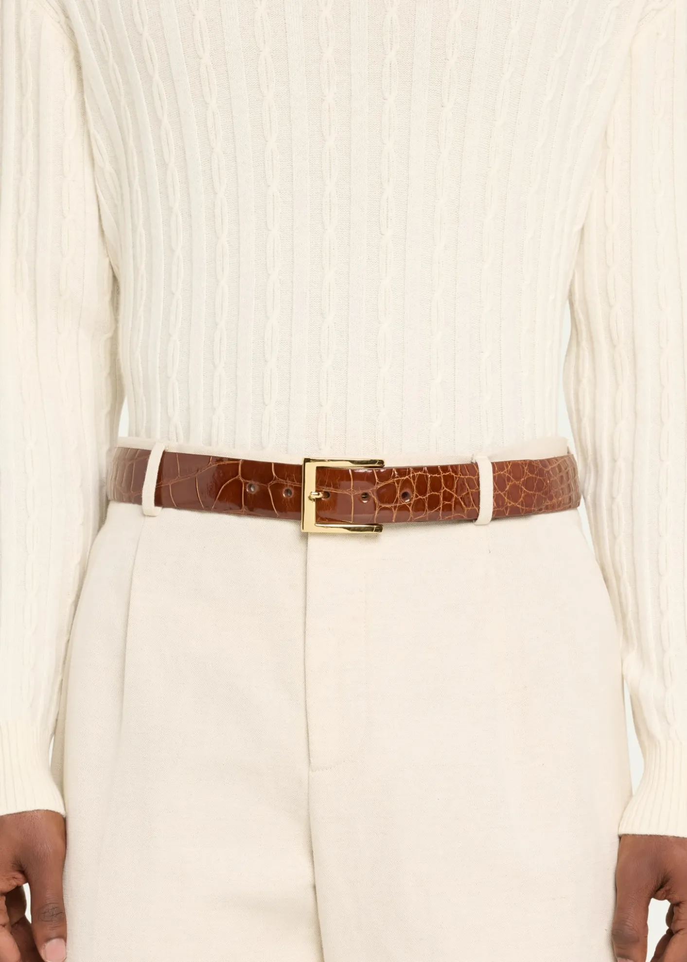W. KleinbergMen's Glazed Alligator Belt