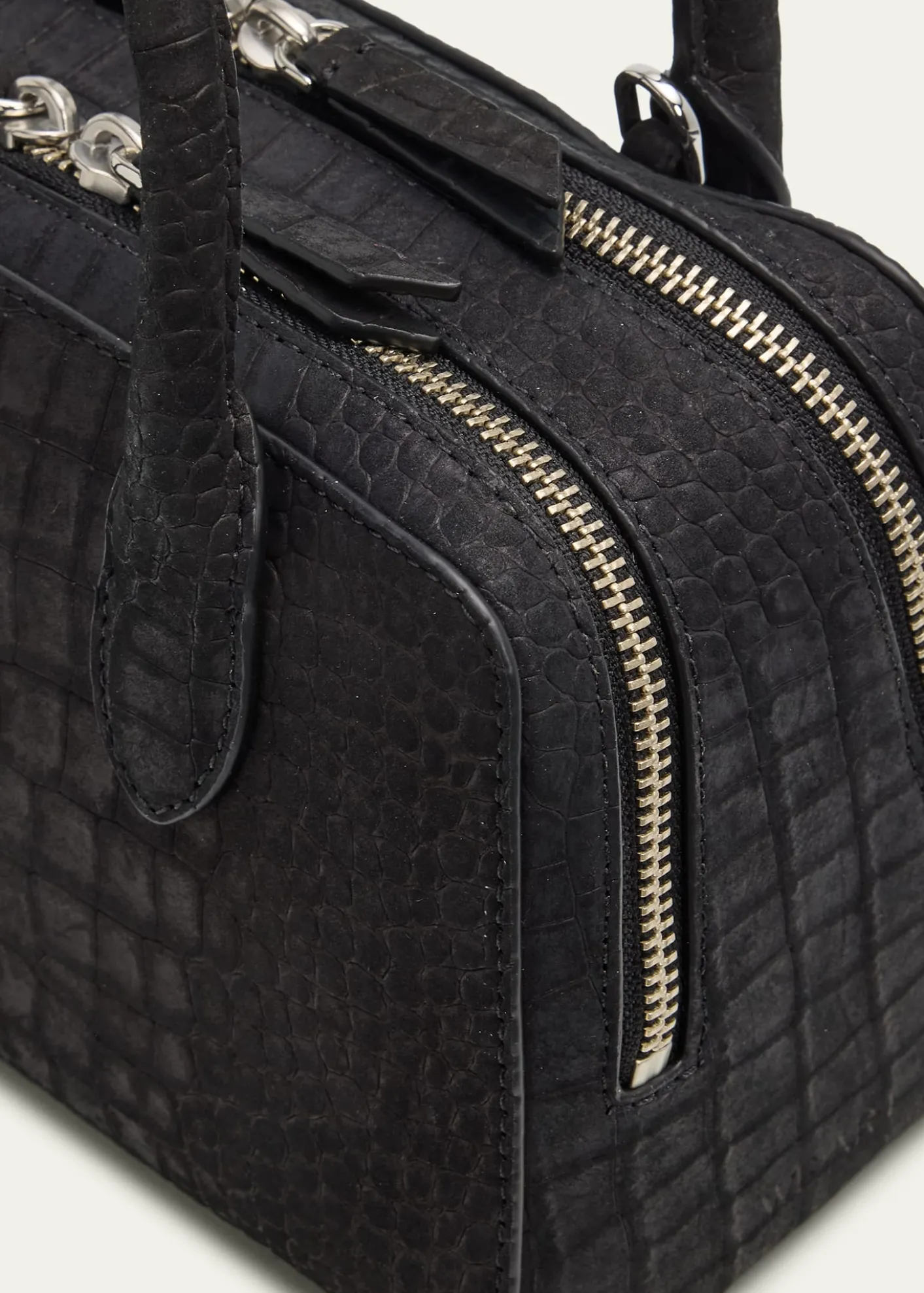 WE-AR4The Ivy 22 Croc-Embossed Nubuck Leather Top-Handle Bag