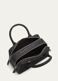 WE-AR4The Ivy 22 Croc-Embossed Nubuck Leather Top-Handle Bag
