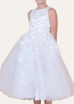 White Label by ZoeGirl's Lauren 3D Flower Embellished Tulle Dress, Size 2-12