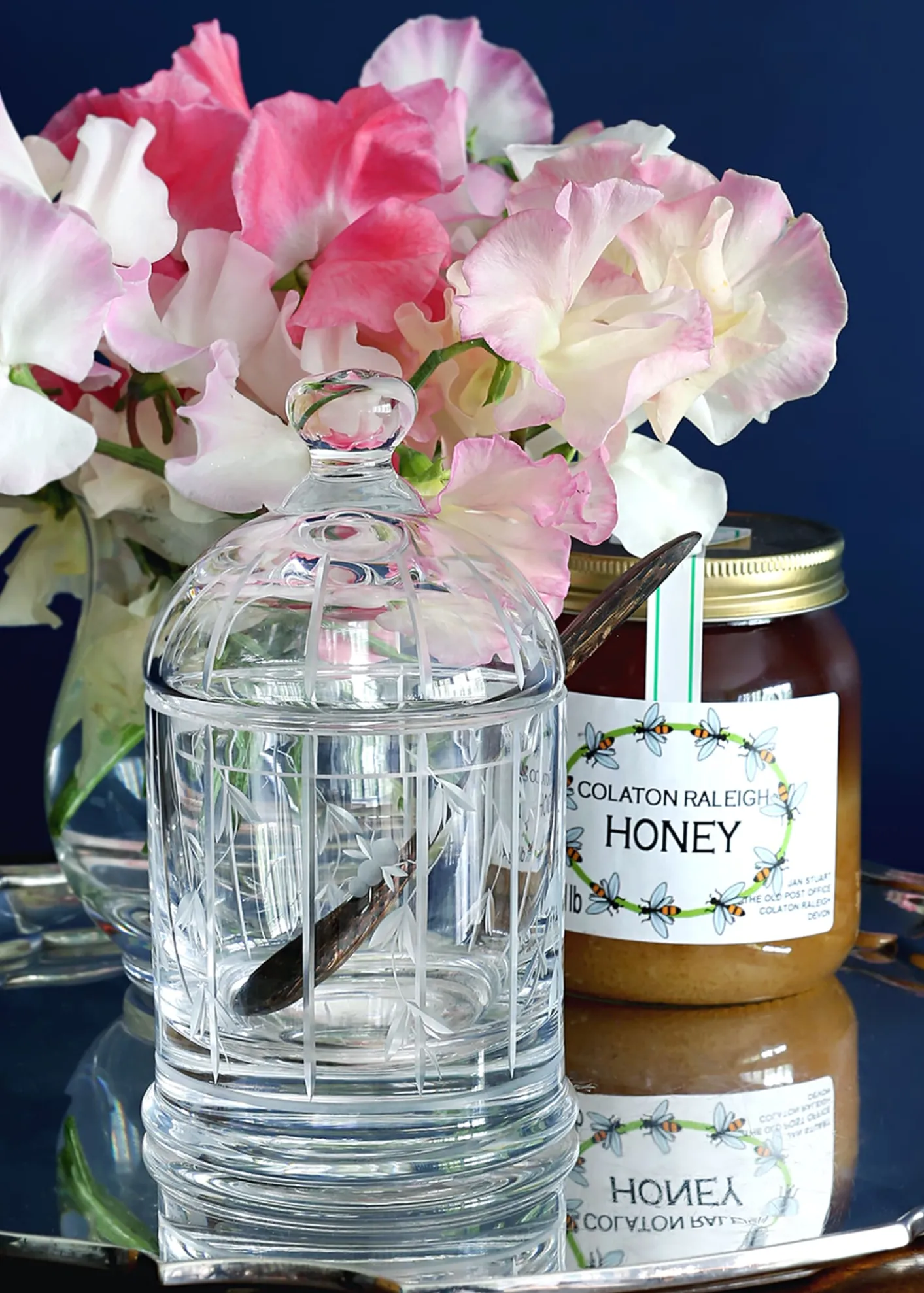 William Yeoward CrystalAbby Honey Jar with Spoon, 8 oz.