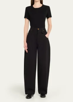 Willy ChavarriaBad Girl Wide Barrel-Leg Jeans