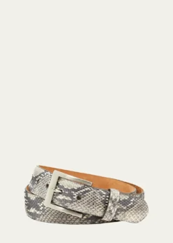 W. KleinbergMen's Matte Python Snakeskin Belt