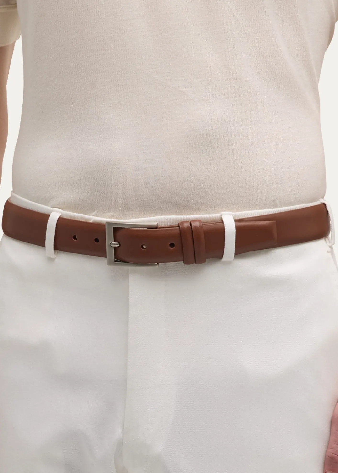 W. KleinbergMen's Semi-Matte Calf Leather Belt