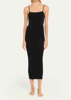 WolfordFatal Sleeveless Bodycon Knit Velvet Midi Dress