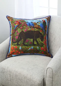 Yana MovchanBlack Spotted Panther Silk Pillow