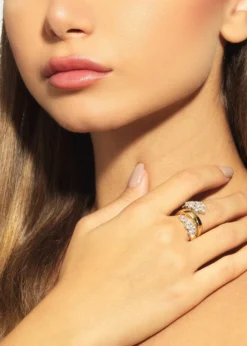 Yeprem18K Yellow and White Gold Diamond Wrap Ring