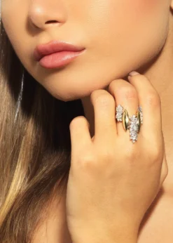 Yeprem18K Yellow and White Gold Diamond Ring