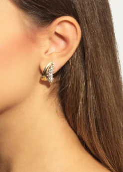 Yeprem18K Yellow and White Gold Diamond Earring, Single