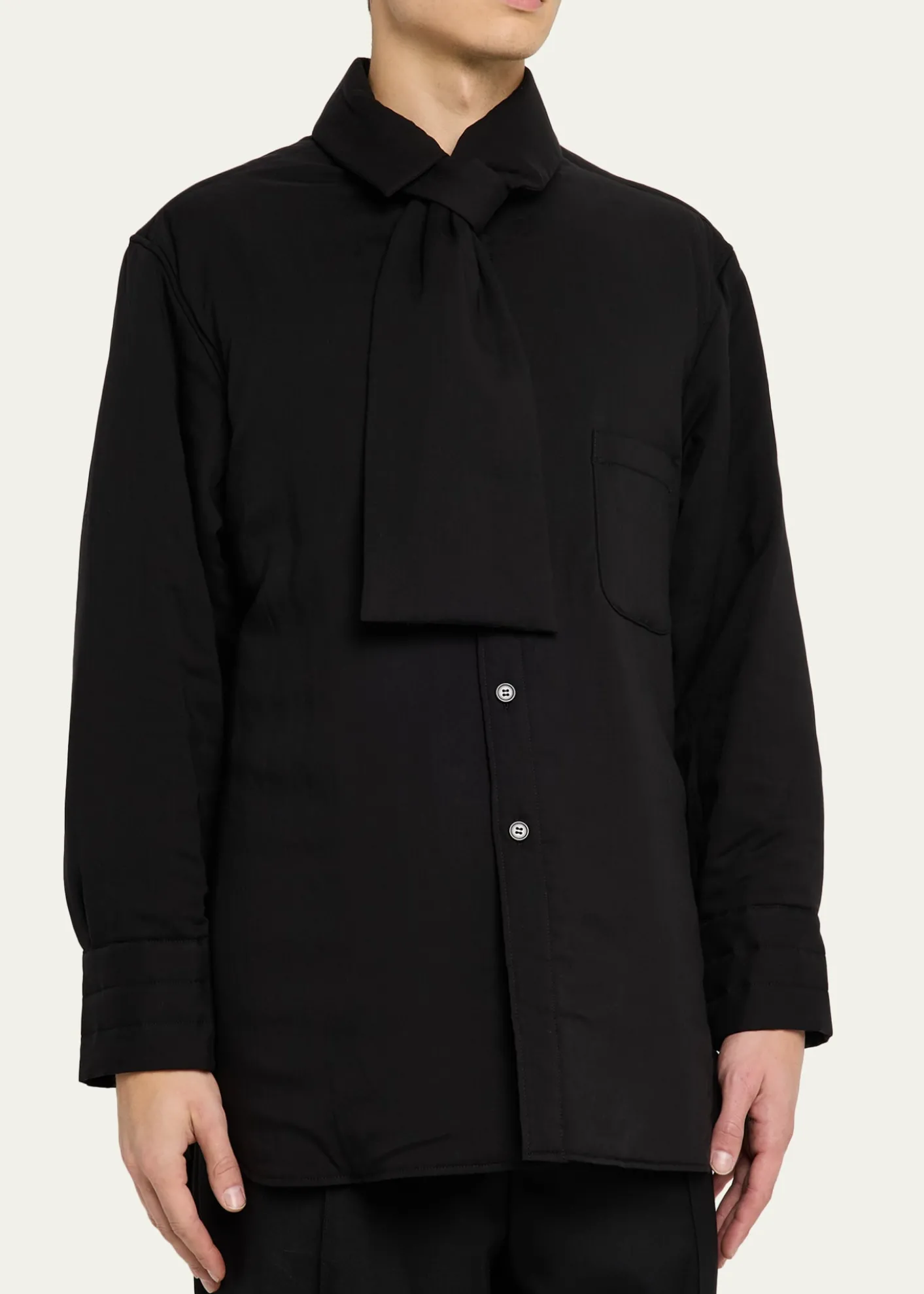 Yohji YamamotoMen's Cellulose Lawn Stole Detail Padded Shirt