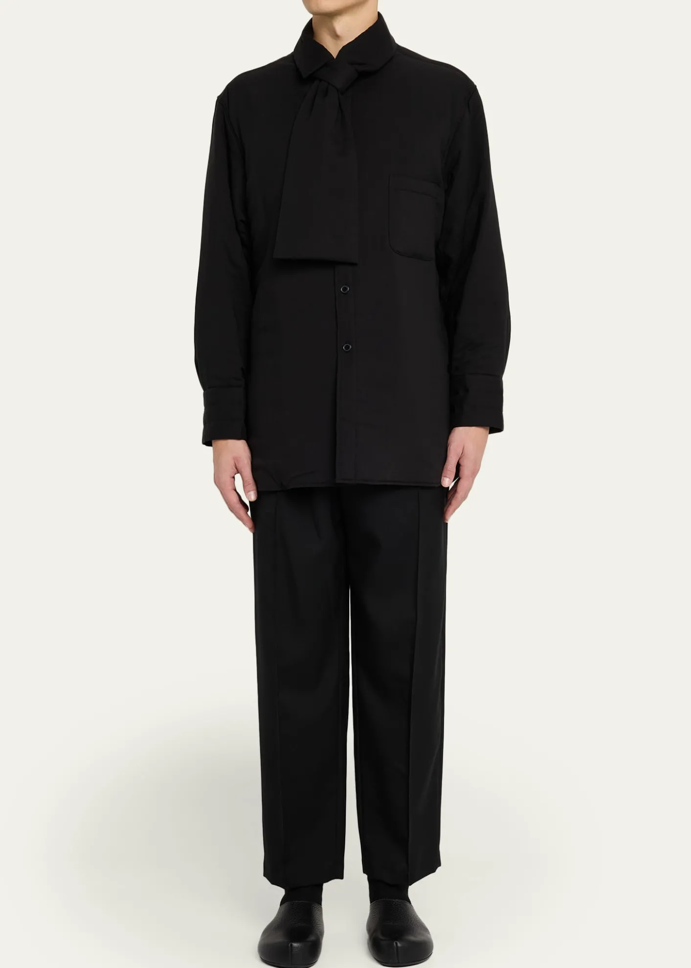 Yohji YamamotoMen's Cellulose Lawn Stole Detail Padded Shirt