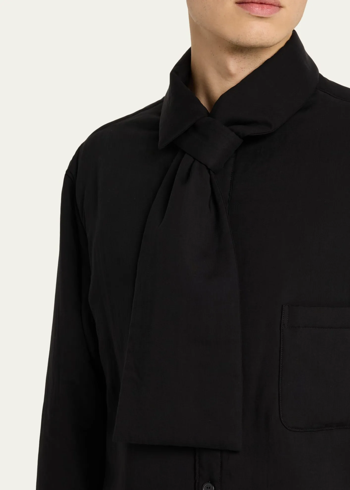 Yohji YamamotoMen's Cellulose Lawn Stole Detail Padded Shirt