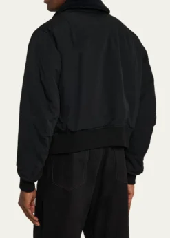 Yohji YamamotoMen's Wool Gabardine Flight Jacket with Removable Faux Fur Collar