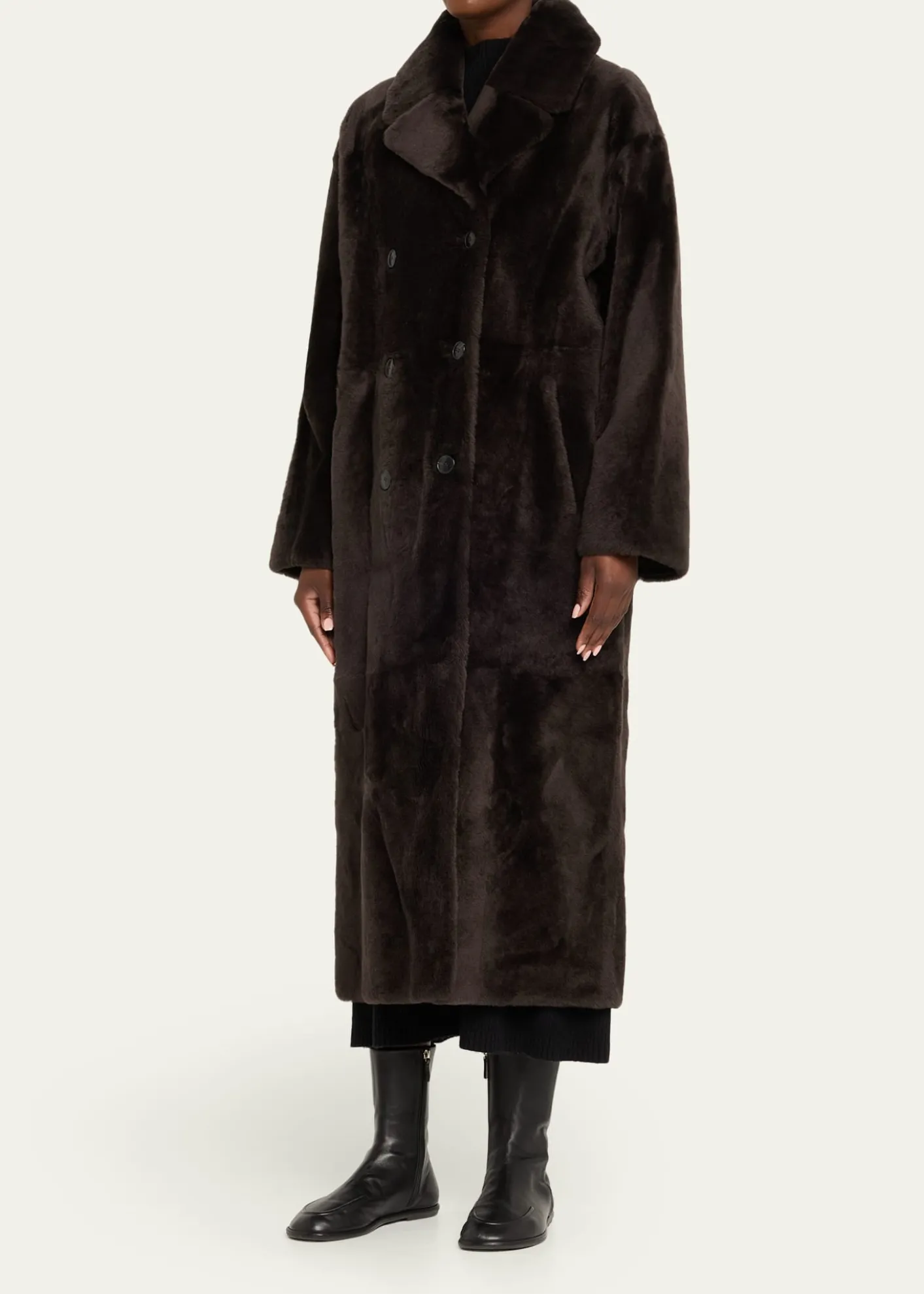 Yves SalomonLacon Double-Breasted Shearling Coat