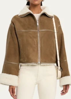 Yves SalomonSuede Merino Lambskin Cropped Jacket