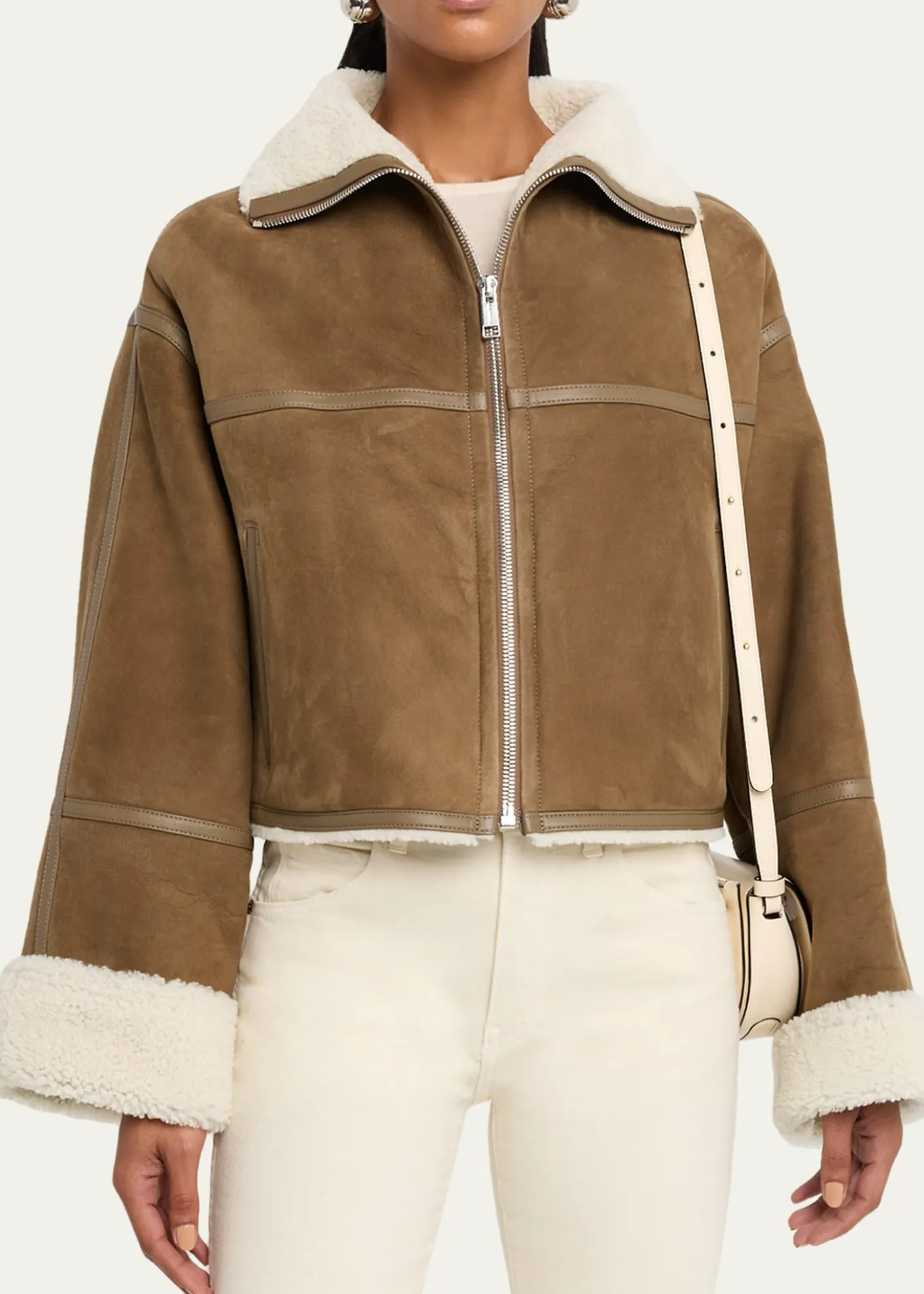 Yves SalomonSuede Merino Lambskin Cropped Jacket