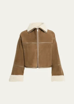 Yves SalomonSuede Merino Lambskin Cropped Jacket