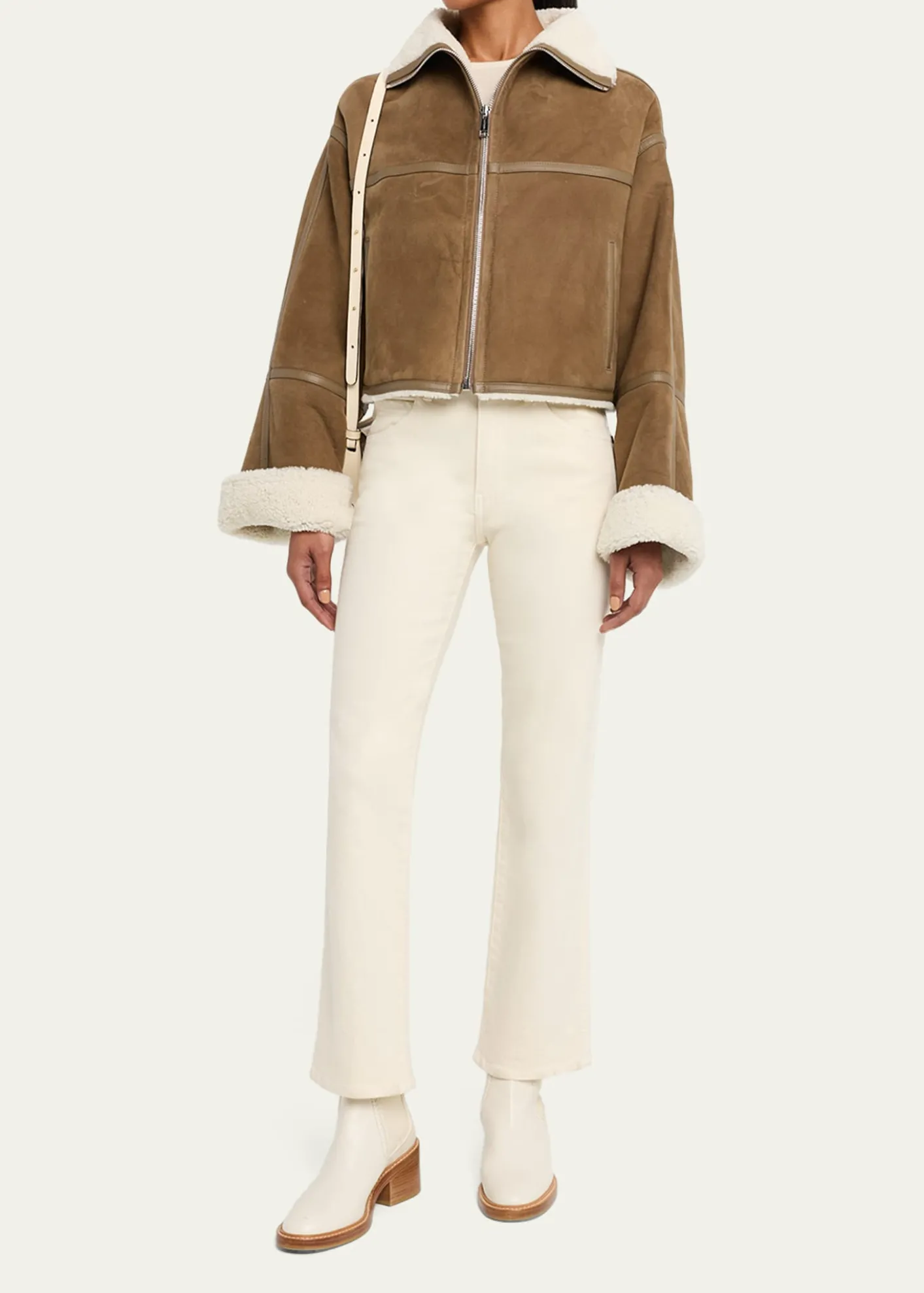 Yves SalomonSuede Merino Lambskin Cropped Jacket