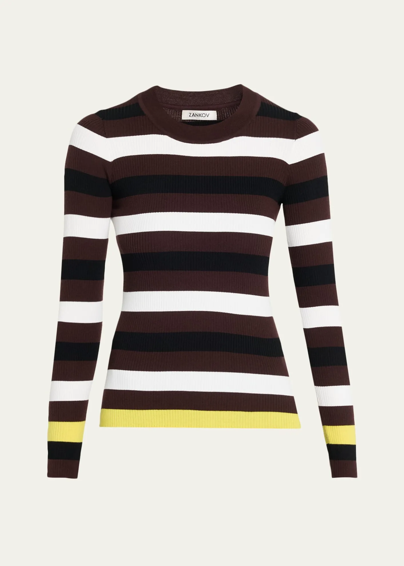ZANKOVStriped Rib Crewneck Sweater