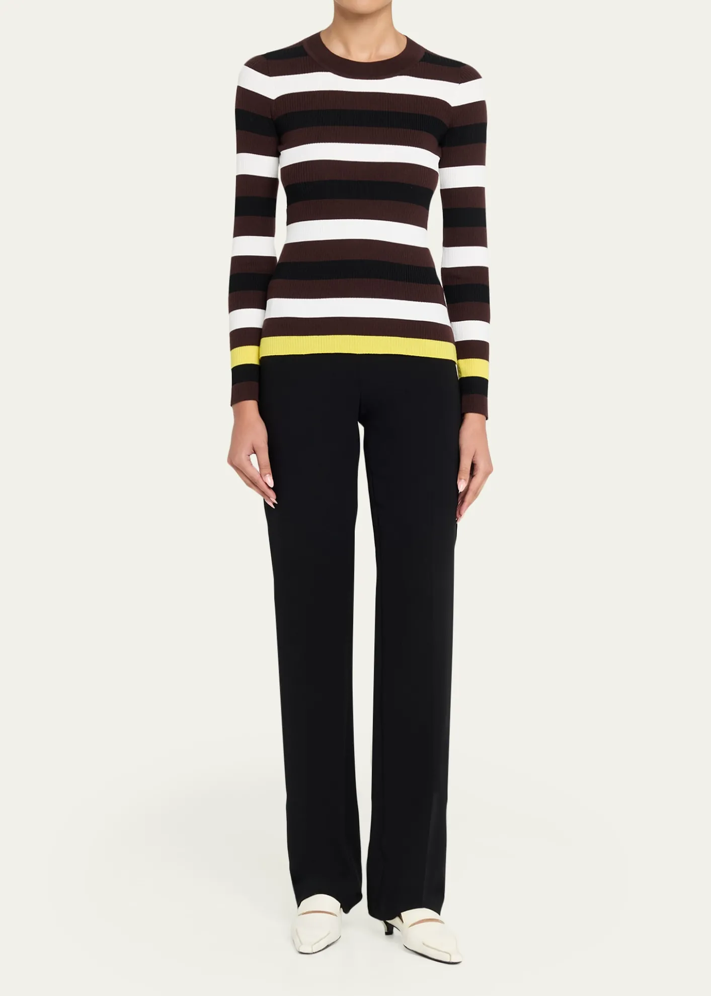 ZANKOVStriped Rib Crewneck Sweater