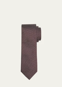 ZEGNAMen's Burgundy Oval-Print Silk Jacquard Tie