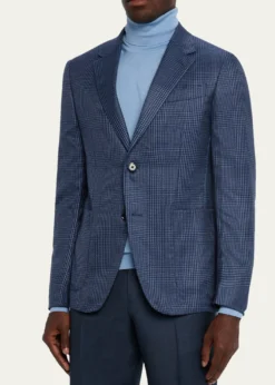 ZEGNAMen's Cashmere and Silk Prince Of Wales Sport Coat