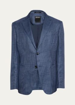 ZEGNAMen's Cashmere and Silk Prince Of Wales Sport Coat