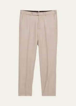 ZEGNAMen's Cavalry Twill Sharkskin Flat-Front Trousers