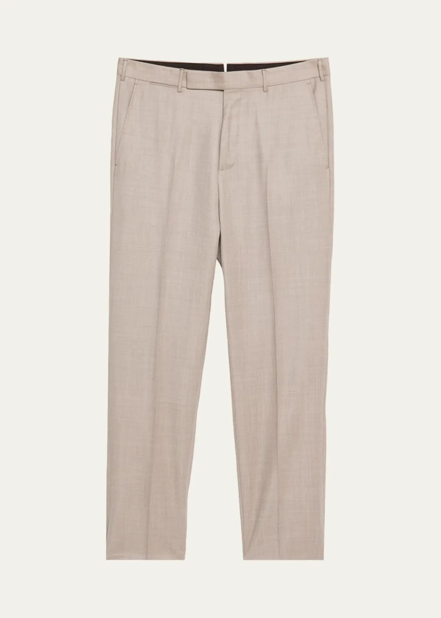 ZEGNAMen's Cavalry Twill Sharkskin Flat-Front Trousers