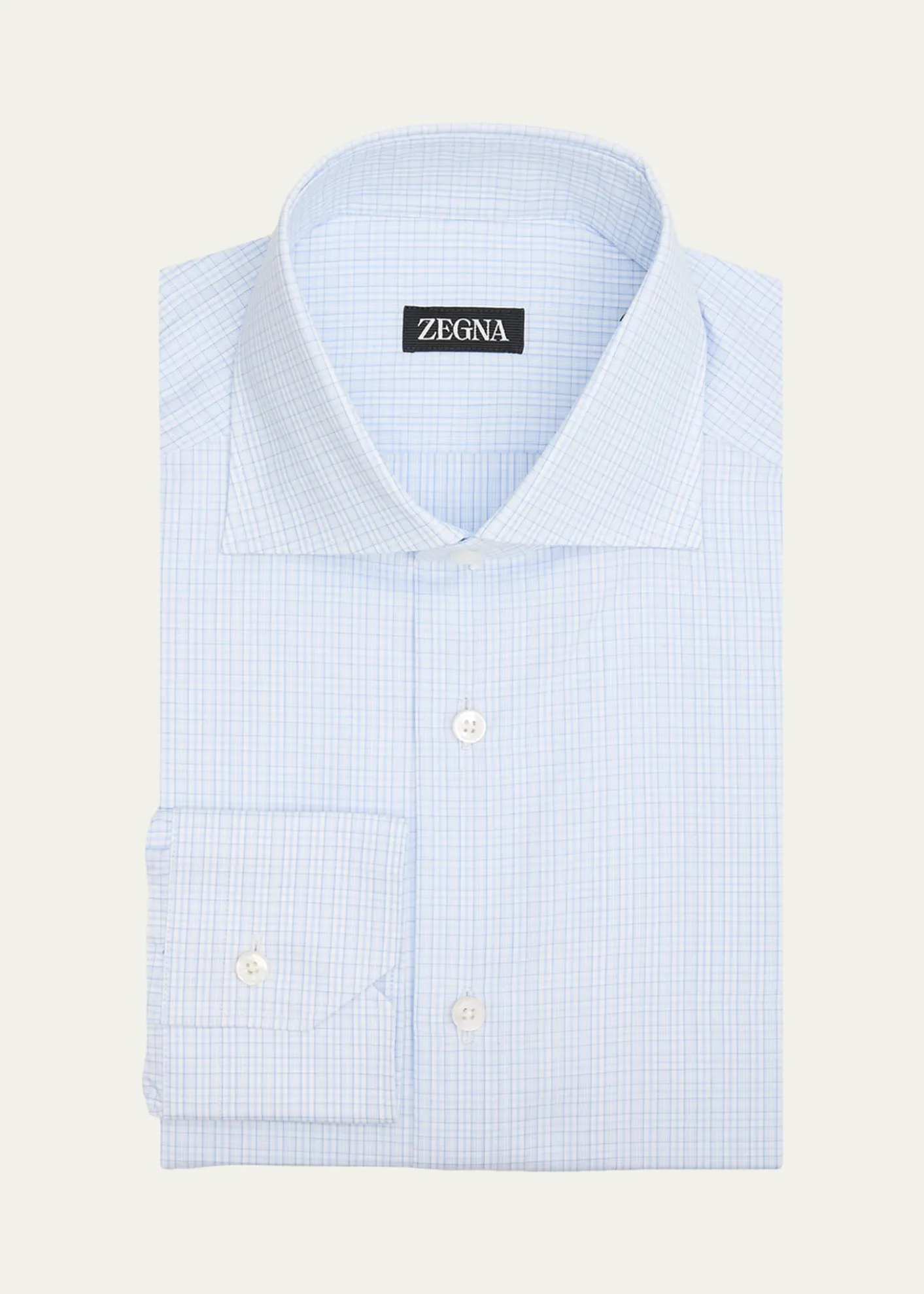 ZEGNAMen's Cotton Small Check Dress Shirt