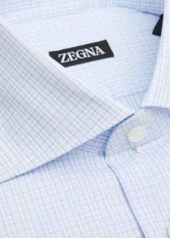 ZEGNAMen's Cotton Small Check Dress Shirt