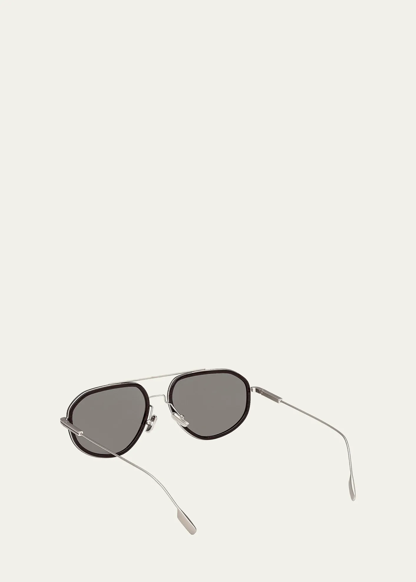 ZEGNAMen's Double-Bridge Titanium Aviator Sunglasses