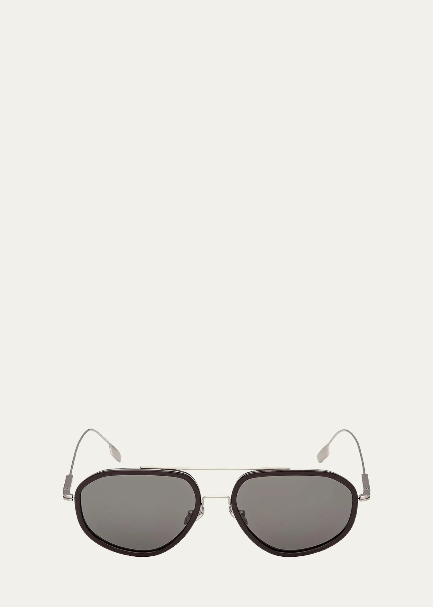 ZEGNAMen's Double-Bridge Titanium Aviator Sunglasses