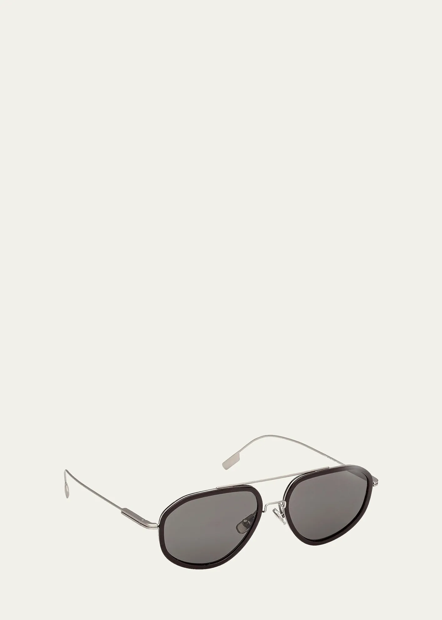 ZEGNAMen's Double-Bridge Titanium Aviator Sunglasses