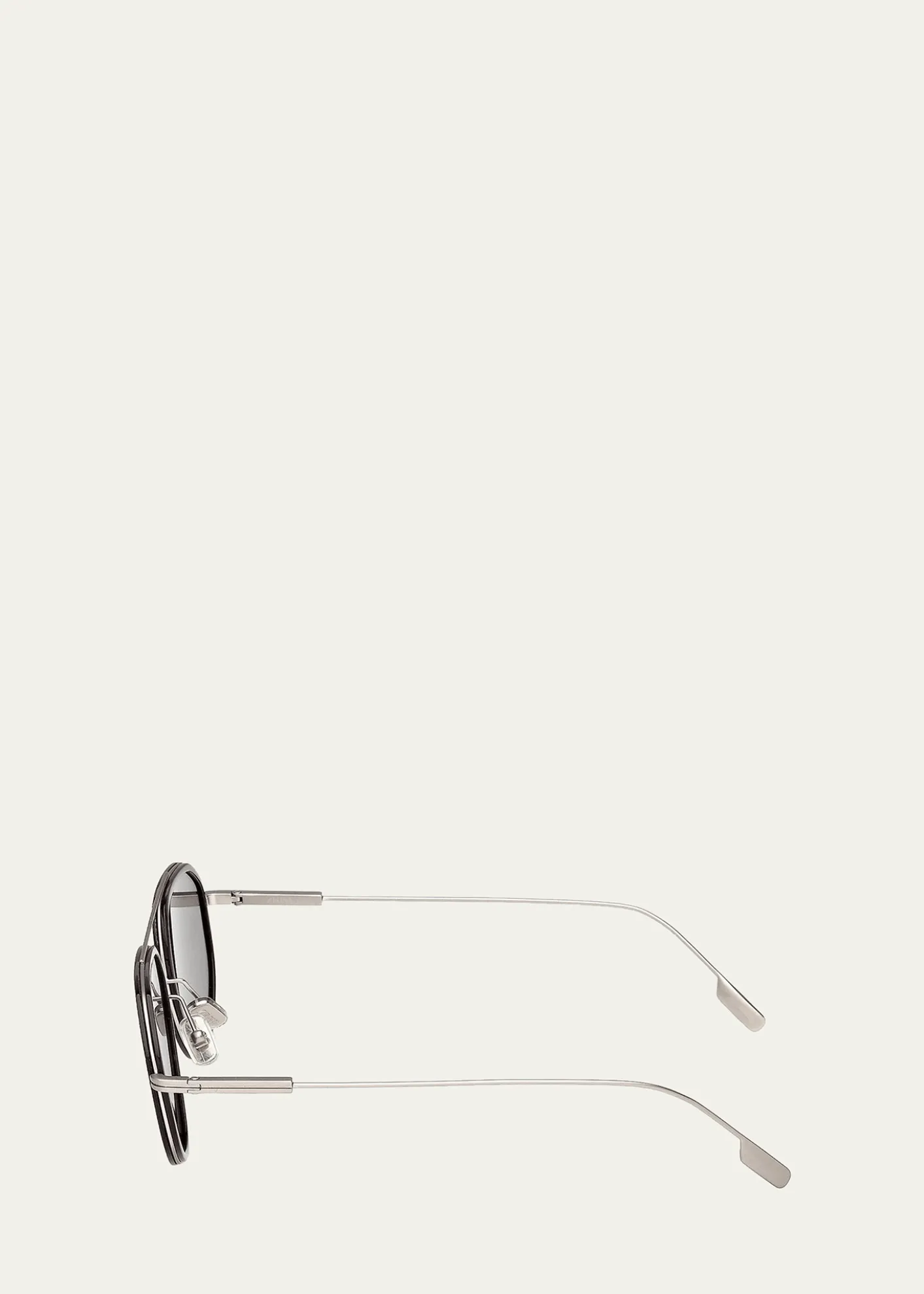 ZEGNAMen's Double-Bridge Titanium Aviator Sunglasses