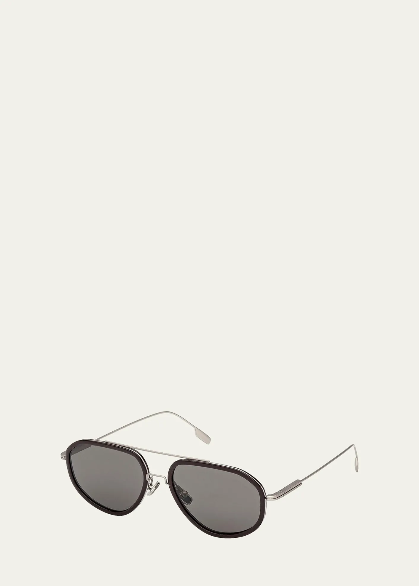 ZEGNAMen's Double-Bridge Titanium Aviator Sunglasses
