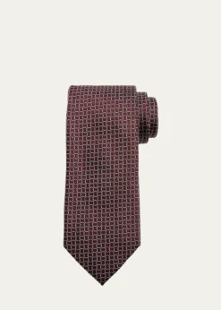 ZEGNAMen's Geometric Net Jacquard Silk Tie