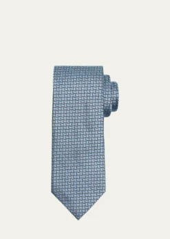 ZEGNAMen's Geometric Net Jacquard Silk Tie
