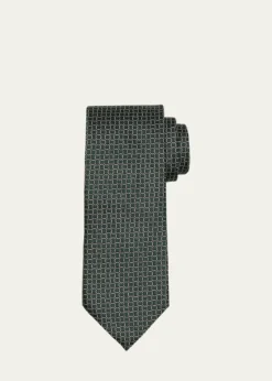 ZEGNAMen's Geometric Net Silk Tie