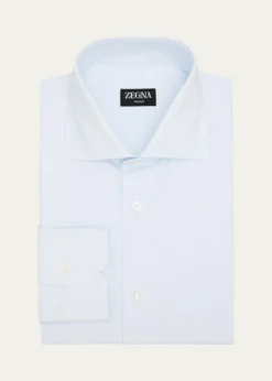 ZEGNAMen's Micro-Check Cotton Dress Shirt