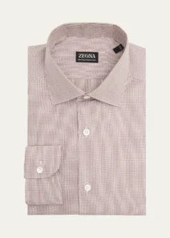 ZEGNAMen's Micro-Plaid Centoquaranta Twill Dress Shirt