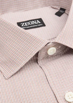 ZEGNAMen's Micro-Plaid Centoquaranta Twill Dress Shirt
