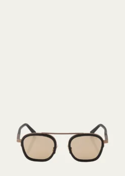 ZEGNAMen's Orizzonte Metal Square Sunglasses