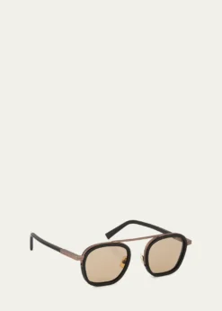 ZEGNAMen's Orizzonte Metal Square Sunglasses