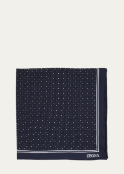 ZEGNAMen's Petite Geometric Floral Silk Pocket Square